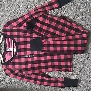 Victoria's Secret Thermal long pink plaid pajama set size xs
